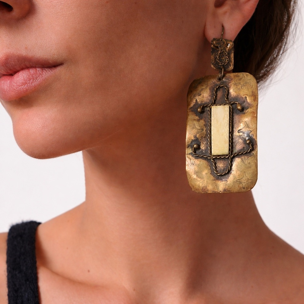 Vintage Brazilian earrings with real ivory detail